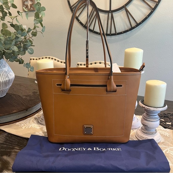NWT Dooney & Bourke Nana All Leather Tote - Brown - Picture 1 of 13